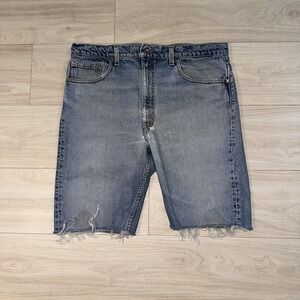 Levi's 505 Denim‎ Shorts Jean Jorts Men's 36x9 Vintage 90s Thrashed Skater Chino